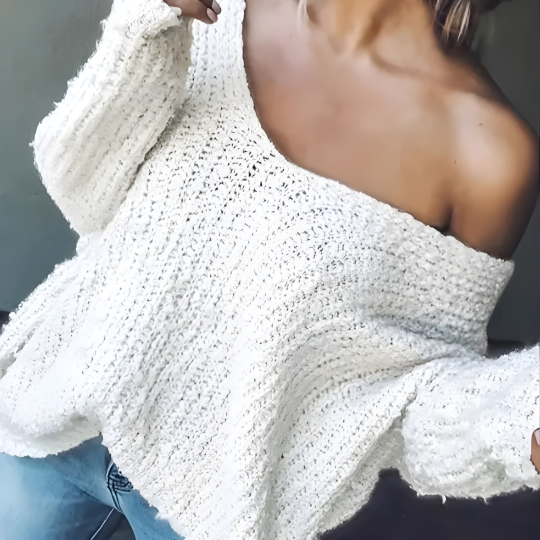 TELIKA™ - Comfy Drop Shoulder Long Sleeve Sweater