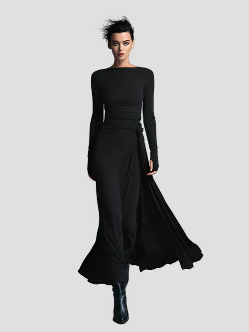 Milena™ | Long Sleeve Draped Midi Dress
