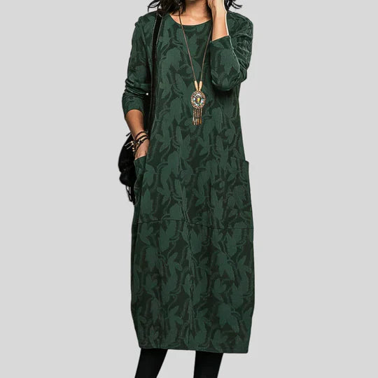 Solveig™ - Textured Patterned Midi Dress