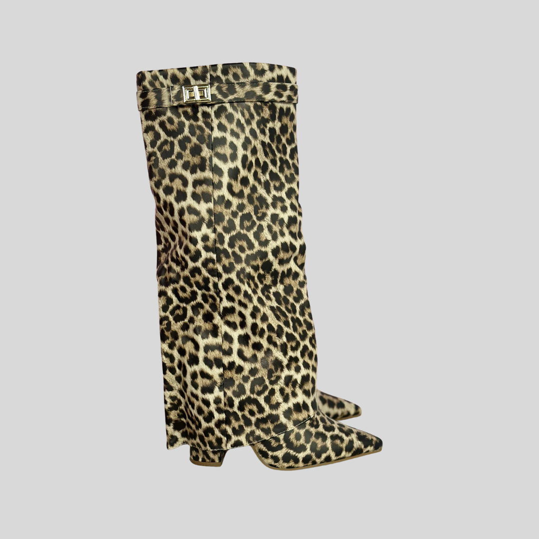 FELINA™ - Leopard Leather Boots