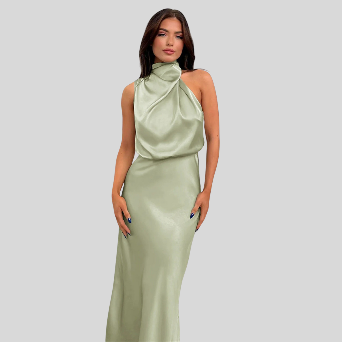 Ava™ | Glamorous Satin Halter Dress