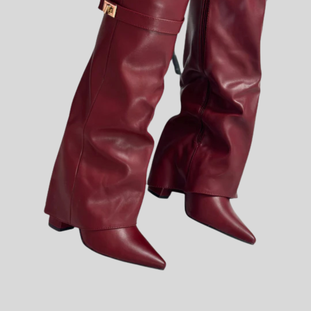 ELOISE™ - Burgundy Leather Boots