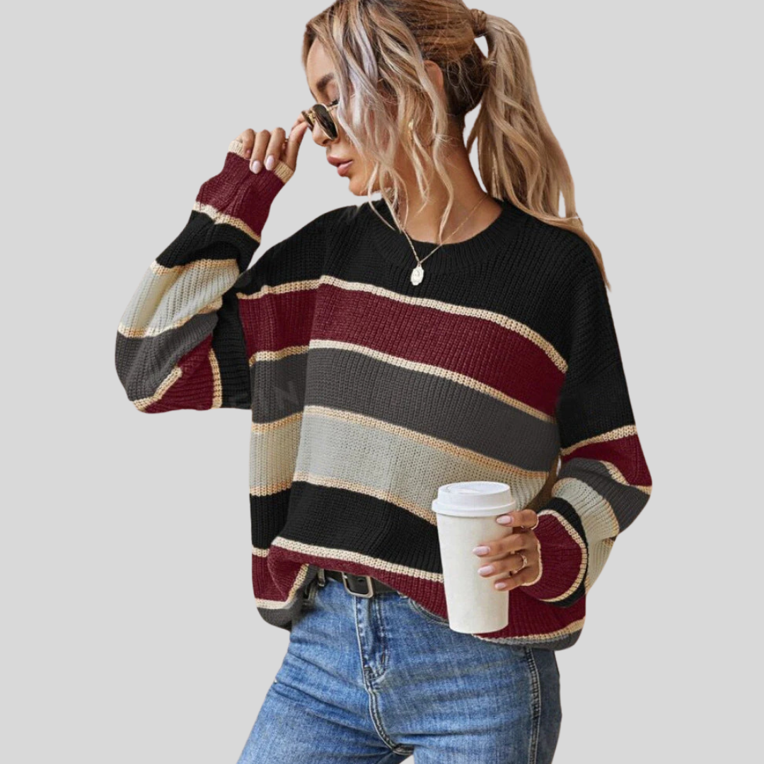 SOMIN™ - Comfy Striped Long Sleeve Round Neck Sweater