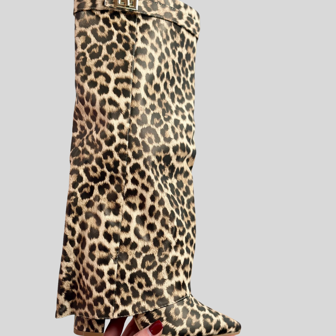 FELINA™ - Leopard Leather Boots