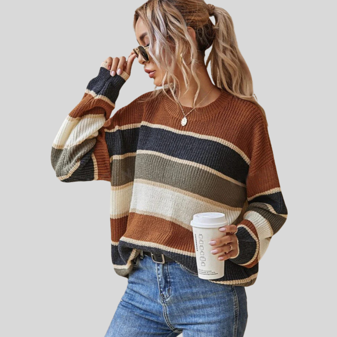 SOMIN™ - Comfy Striped Long Sleeve Round Neck Sweater