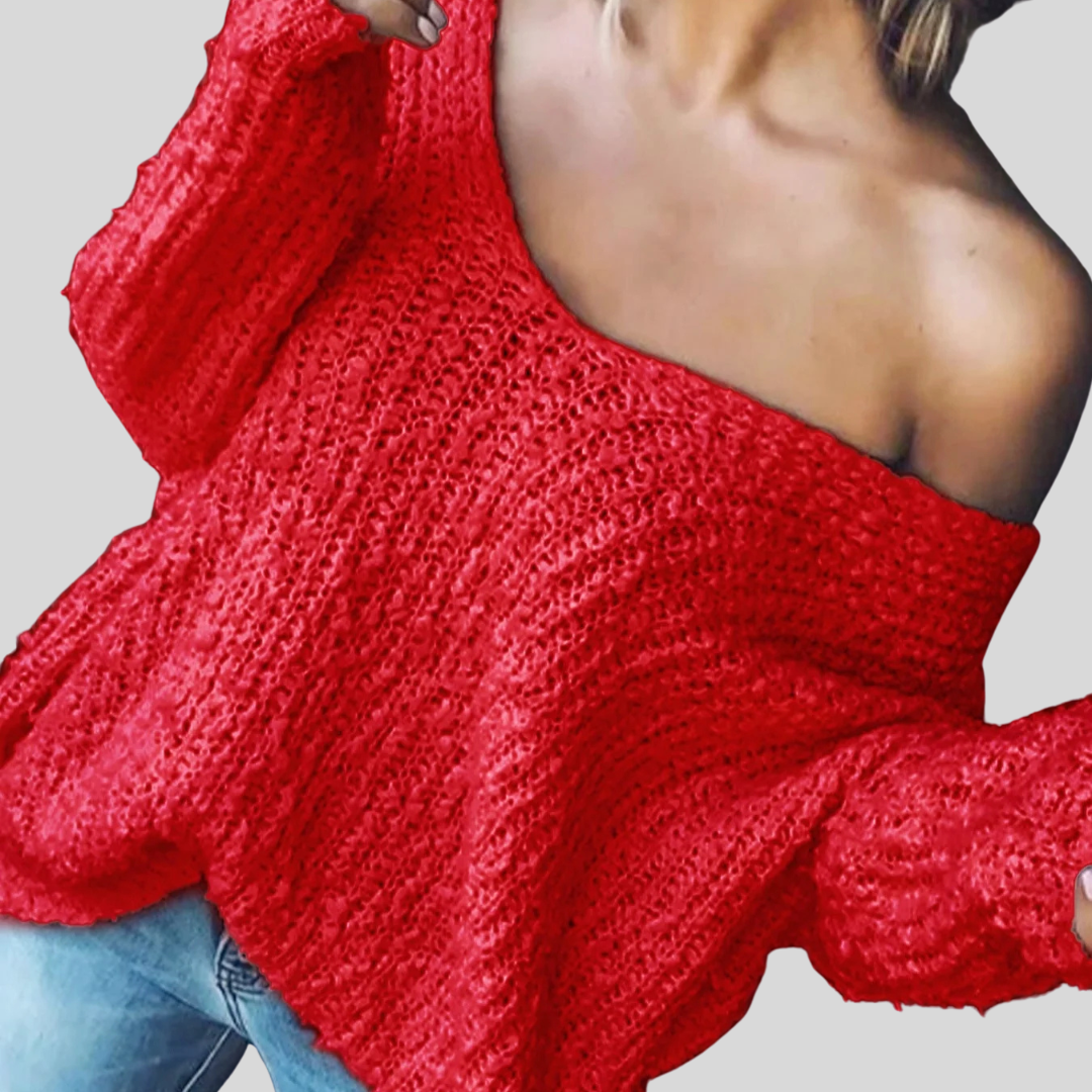 TELIKA™ - Comfy Drop Shoulder Long Sleeve Sweater