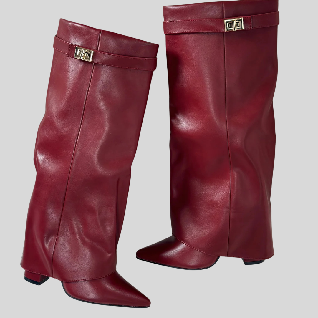 ELOISE™ - Burgundy Leather Boots