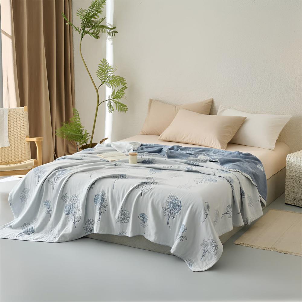 Serenity Rose Cotton Throw Blanket