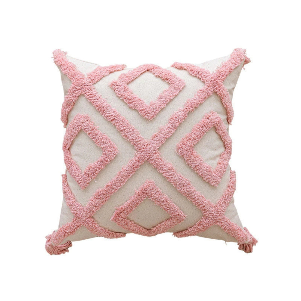 Tassel-Trimmed Boho Floral Cushions