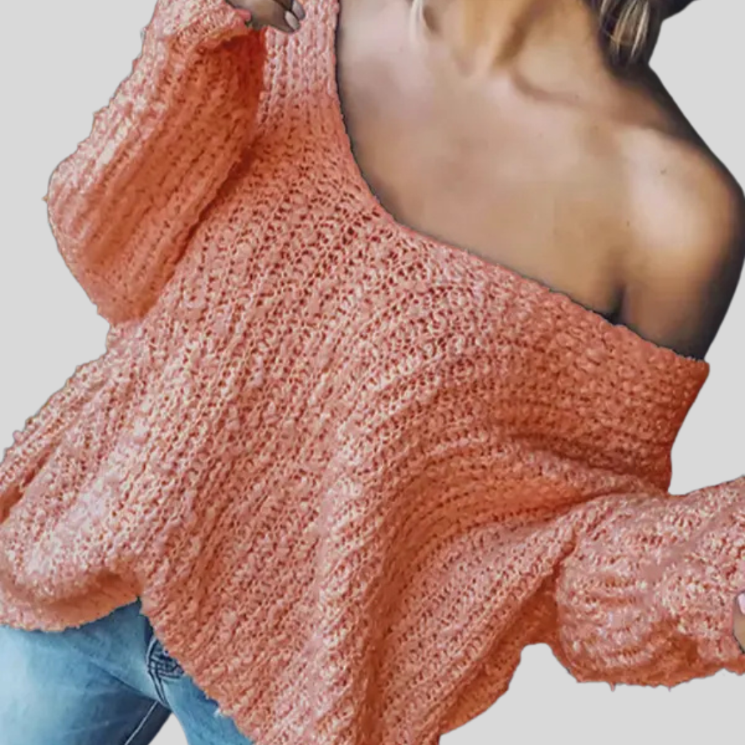 TELIKA™ - Comfy Drop Shoulder Long Sleeve Sweater