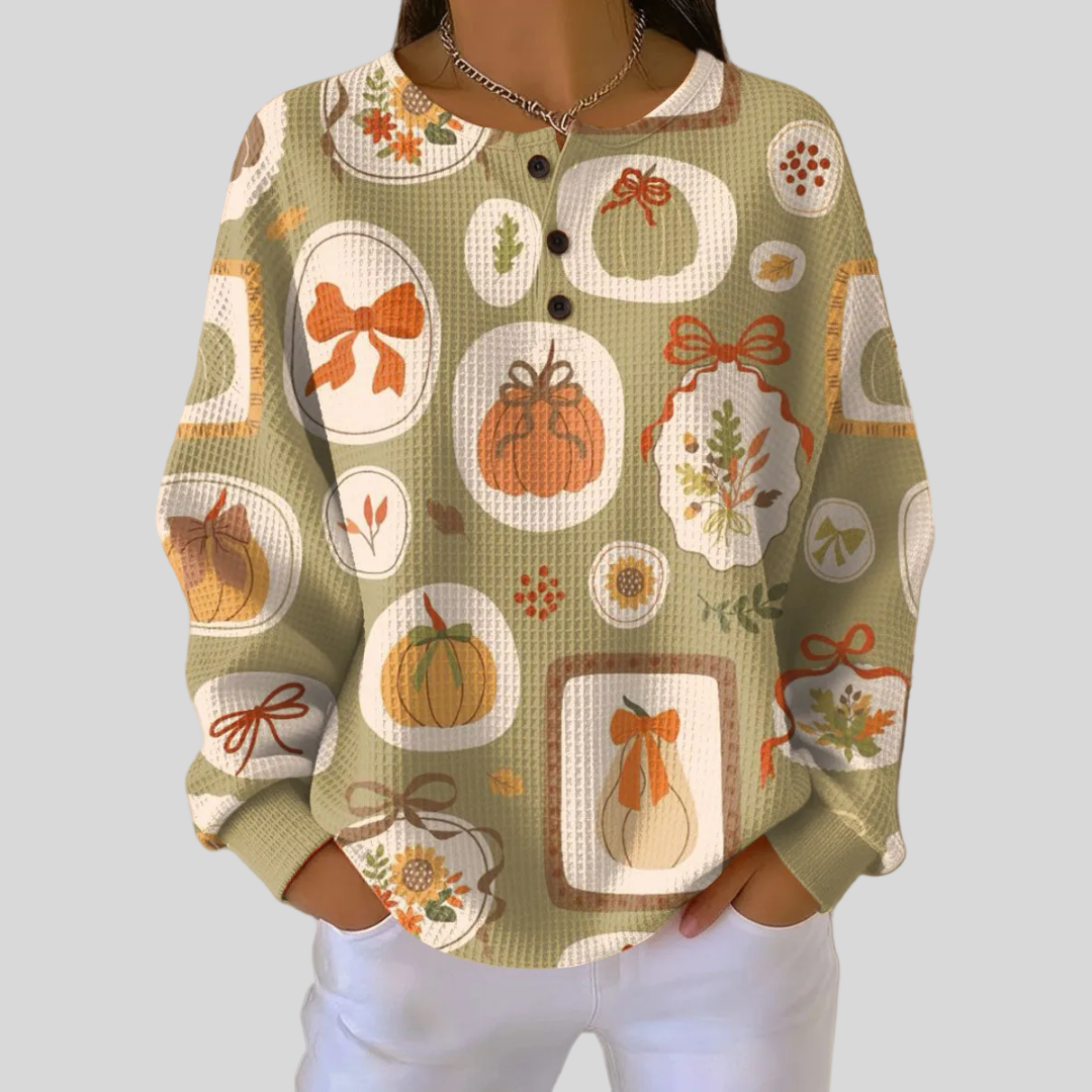 Freja | Autumn Sweater with Bows and Pumpkins
