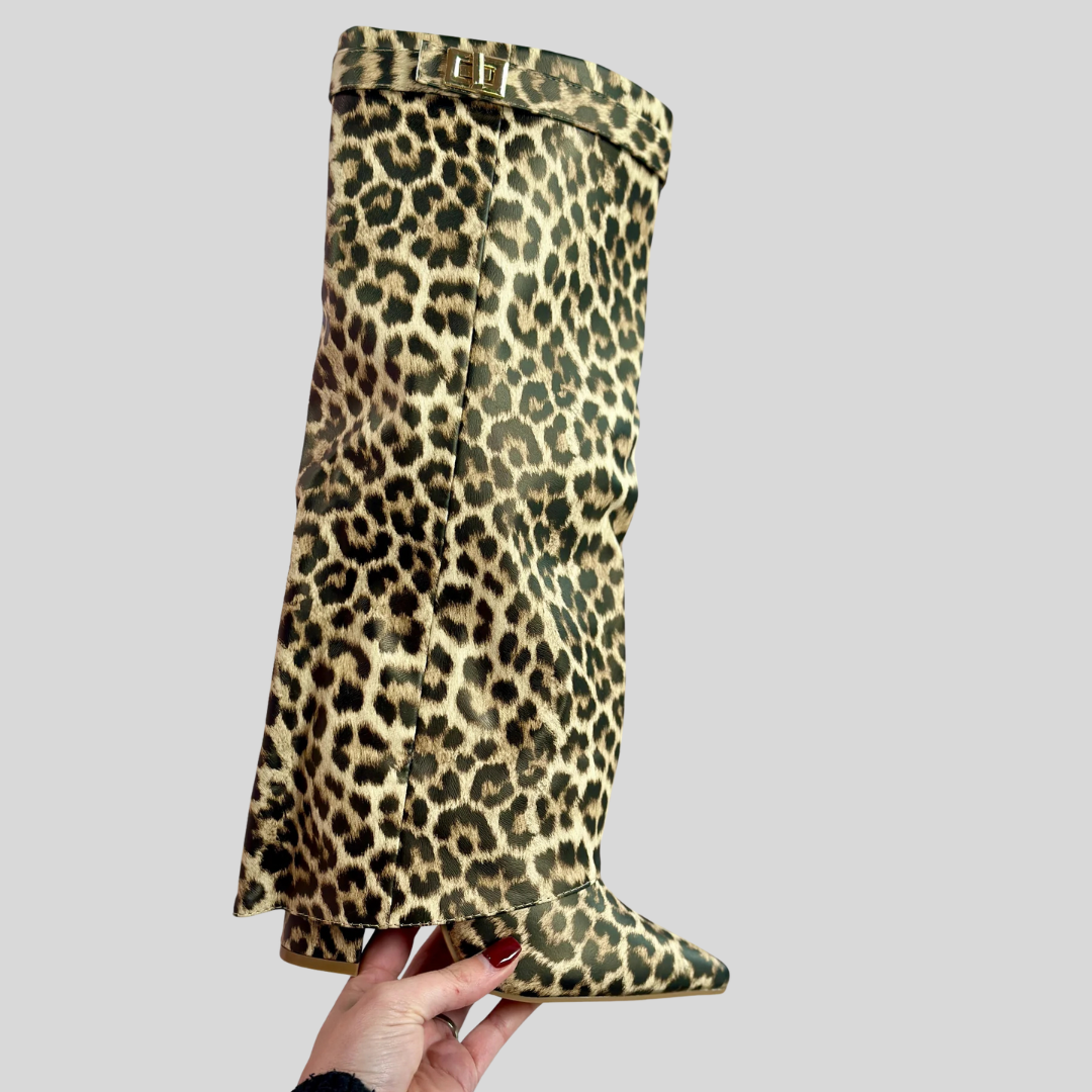 FELINA™ - Leopard Leather Boots