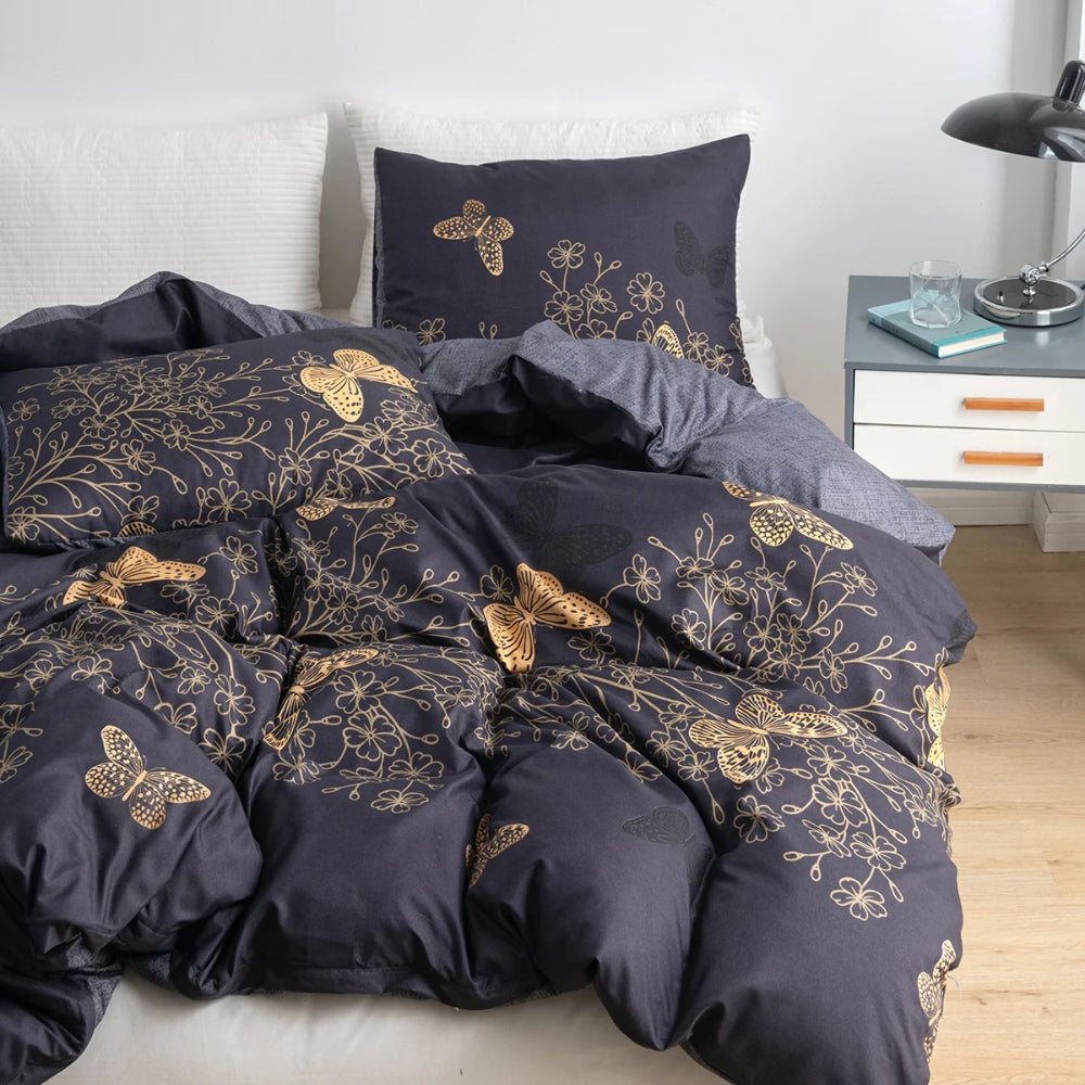 Valora Midnight Butterfly Quilt Cover | 3pcs Set