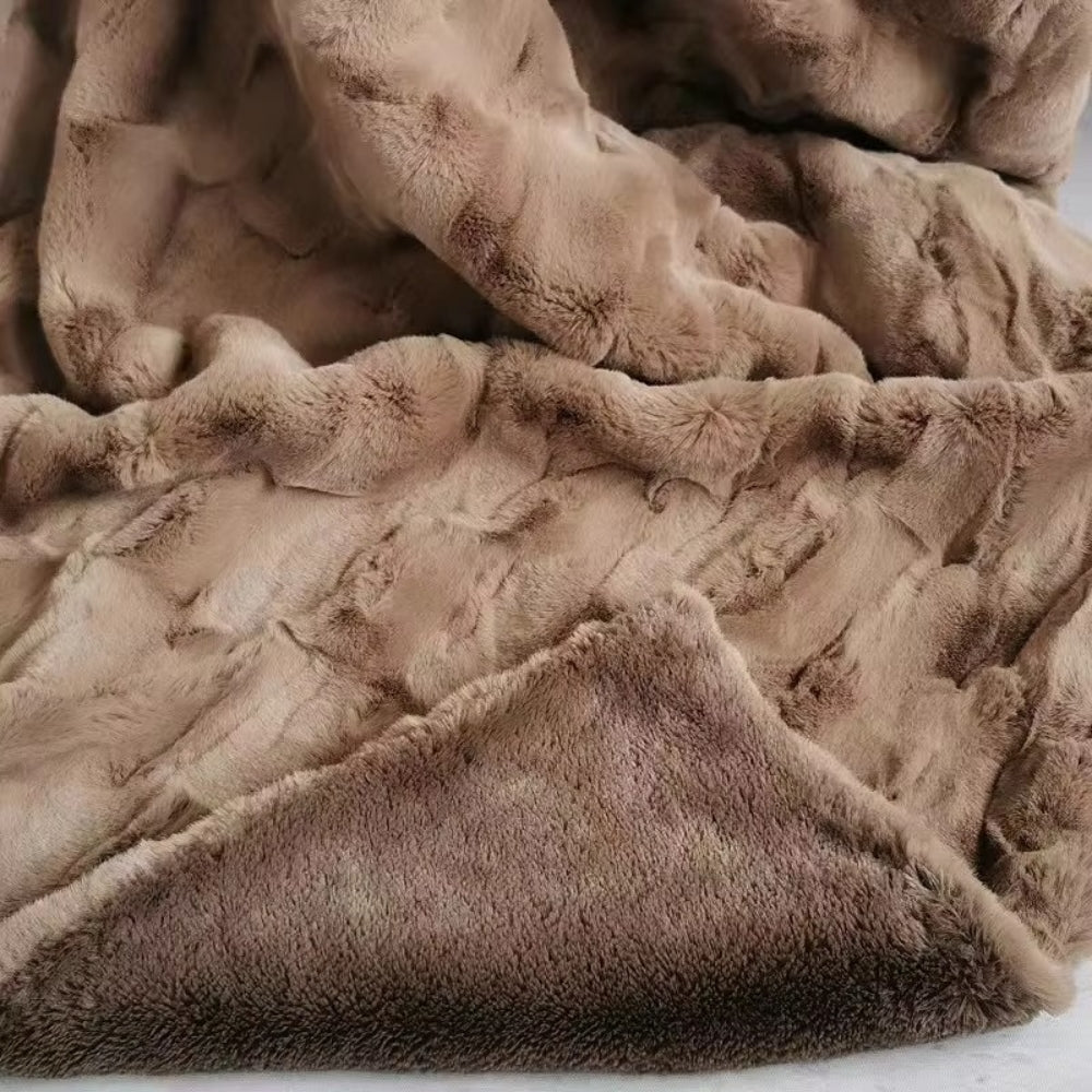 Soft Mocha Faux Fur Blanket