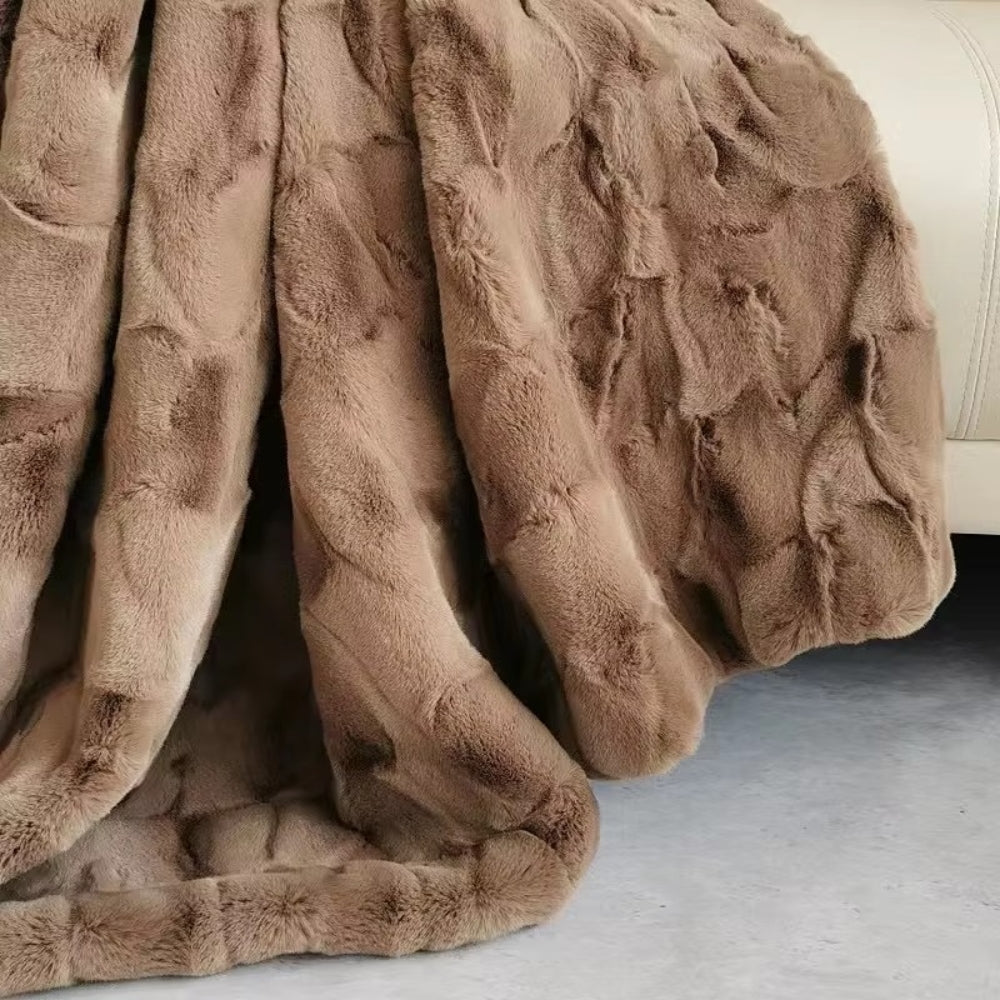 Soft Mocha Faux Fur Blanket