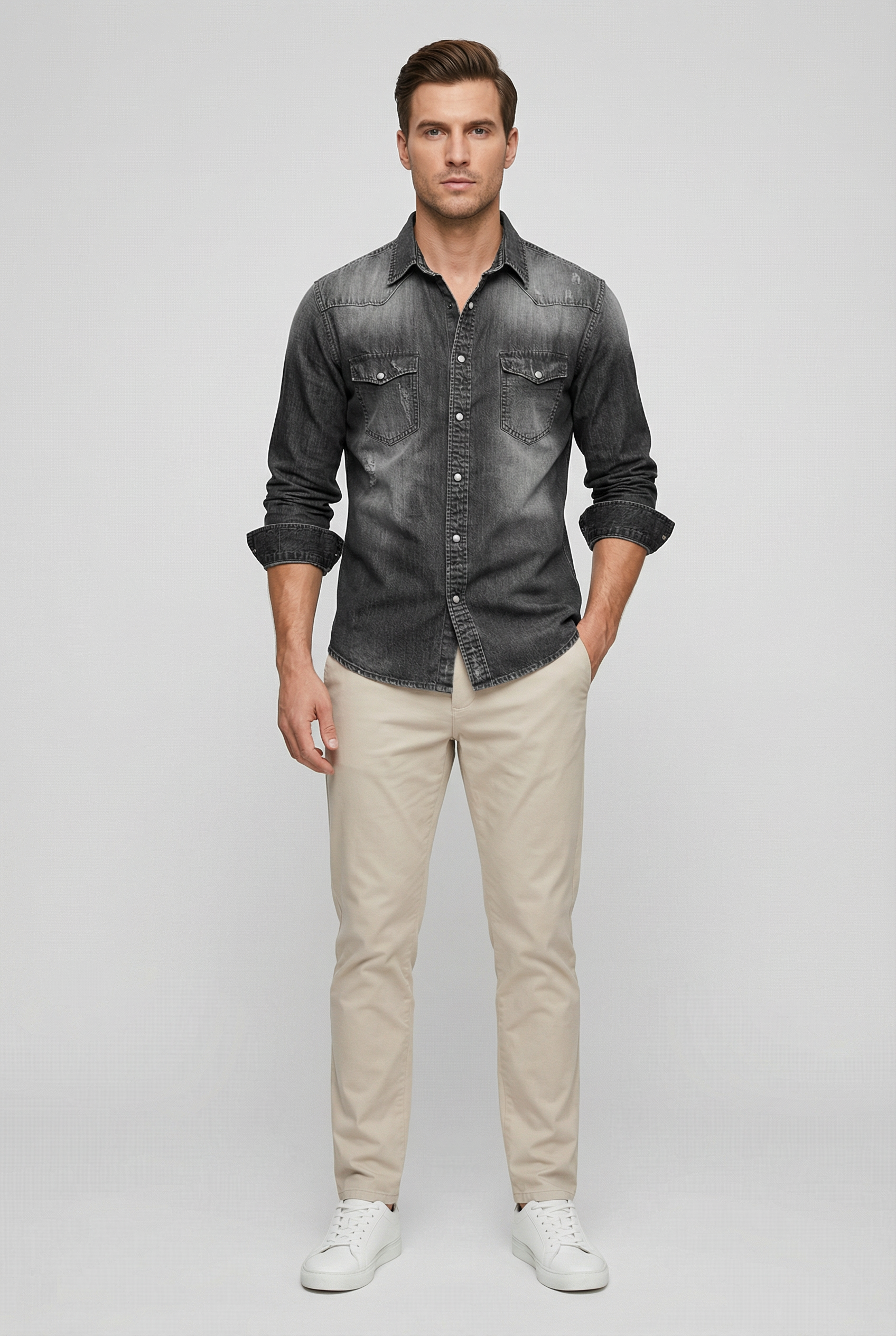 Grayson | Men's Slim Fit Cotton Blend Denim Shirt