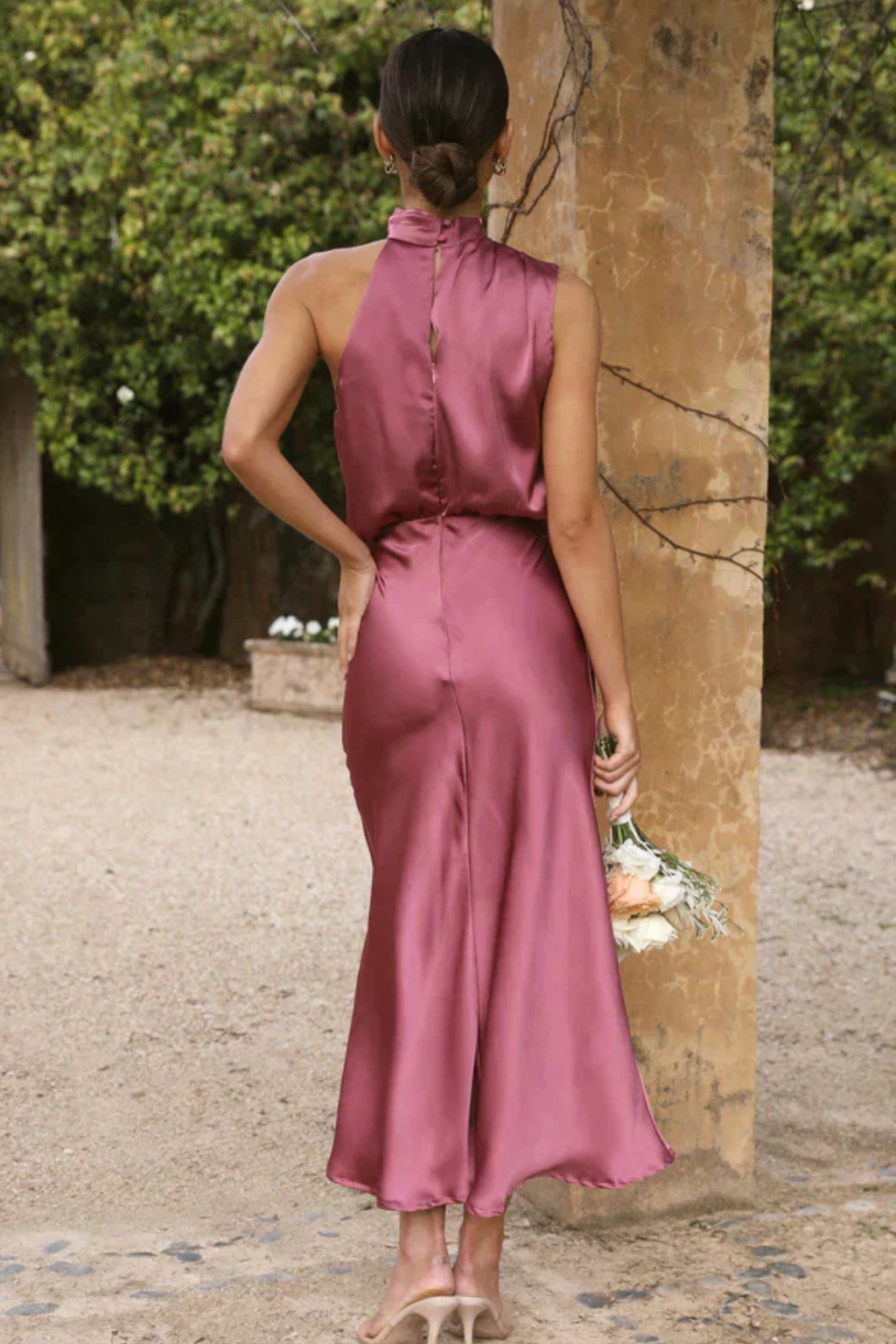 Amelia | Women's Satin Halter Neck Midi Dress
