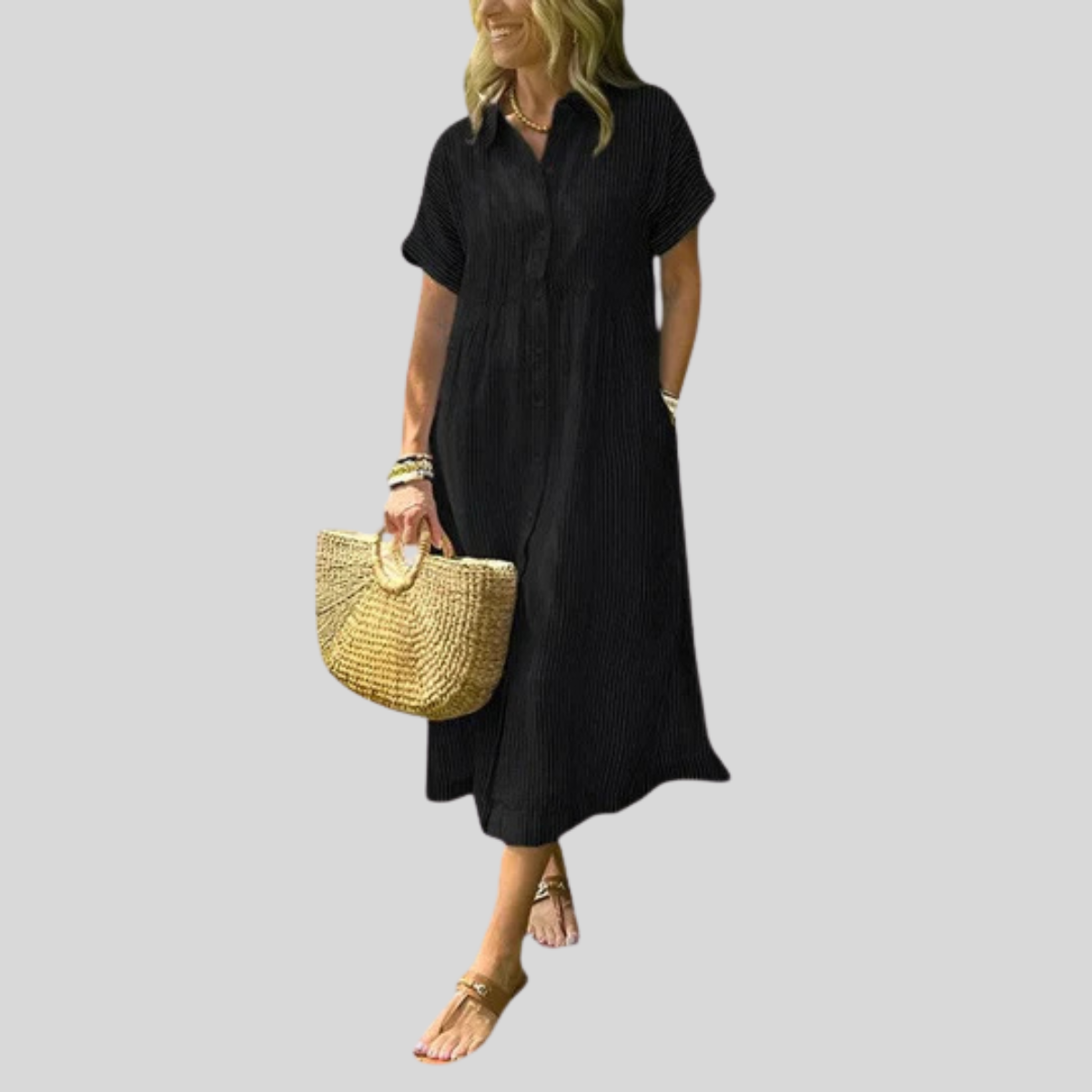 Lara | Women's Vertical Stripe Comfortable Dress
