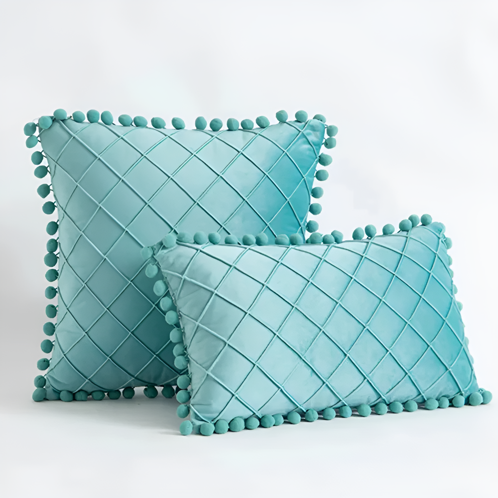 Quilted Luxe Cushion Cover with Pom