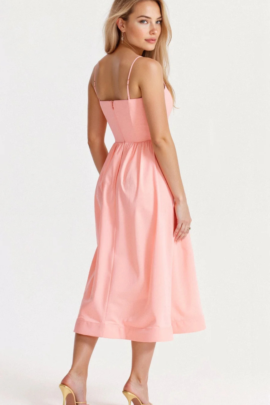 Darla | Women's A-Line Midi Dress with Slim Straps
