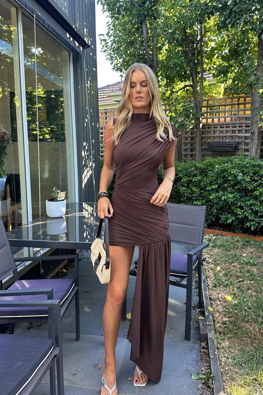 Vivian | Women's High Neck Ruched Mini Dress