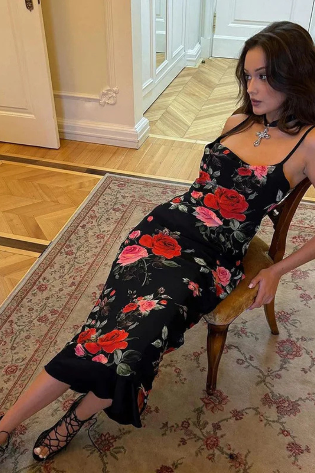 Nala | Women's Floral Spaghetti Strap Maxi Dress