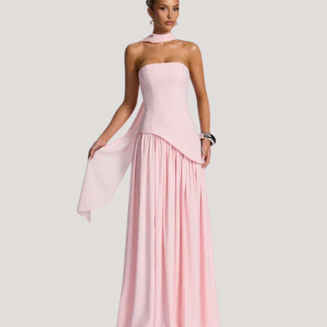 Maureen | Women's Formal Strapless Pleated Maxi Dress