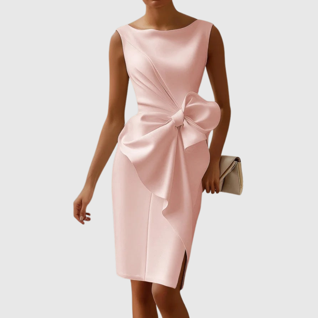Ella | Women's Midi Dress with Side Bow Detail