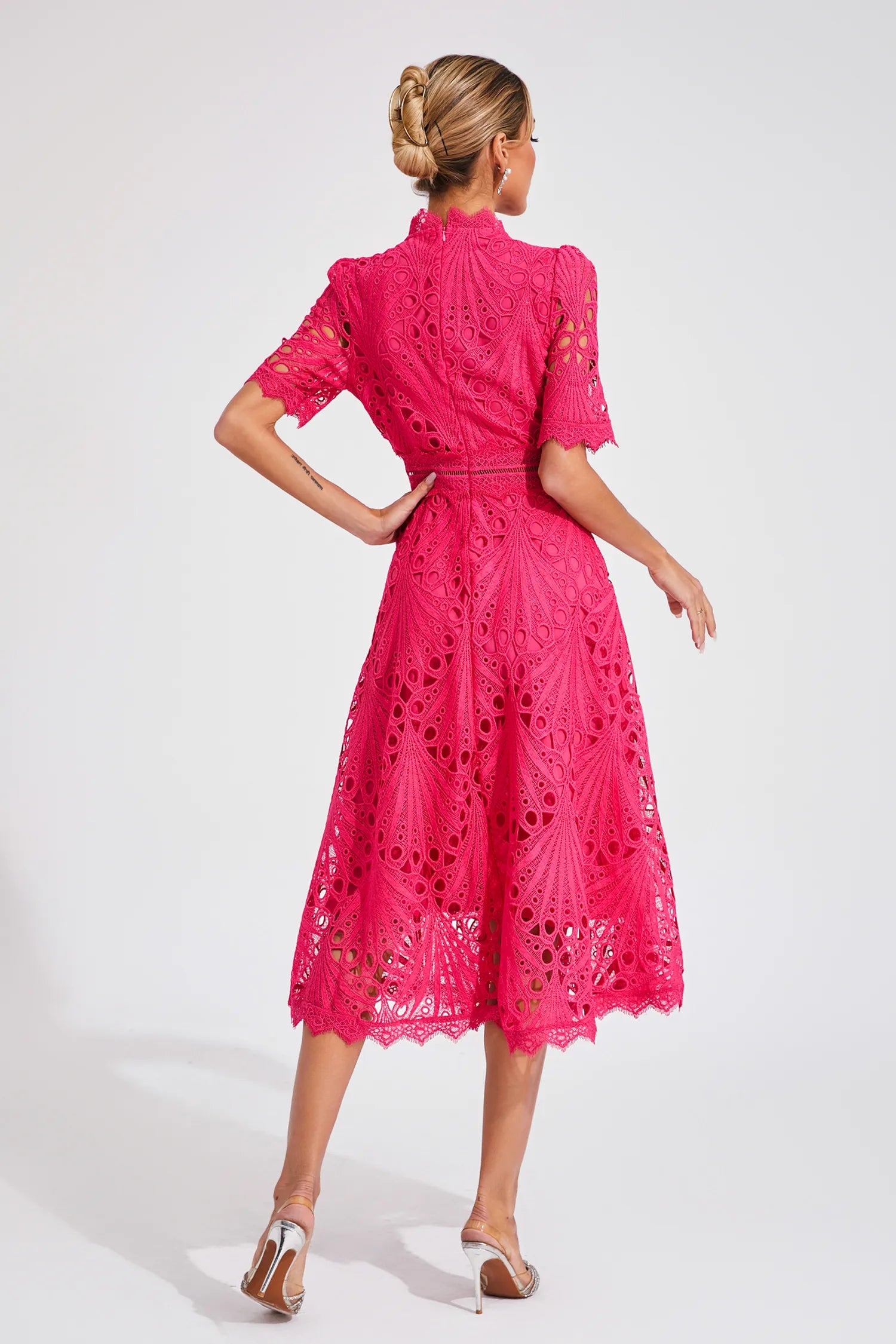 GRADUATION DRESS | MIDI WITH HIGH-NECK A-LINE SILHOUETTE