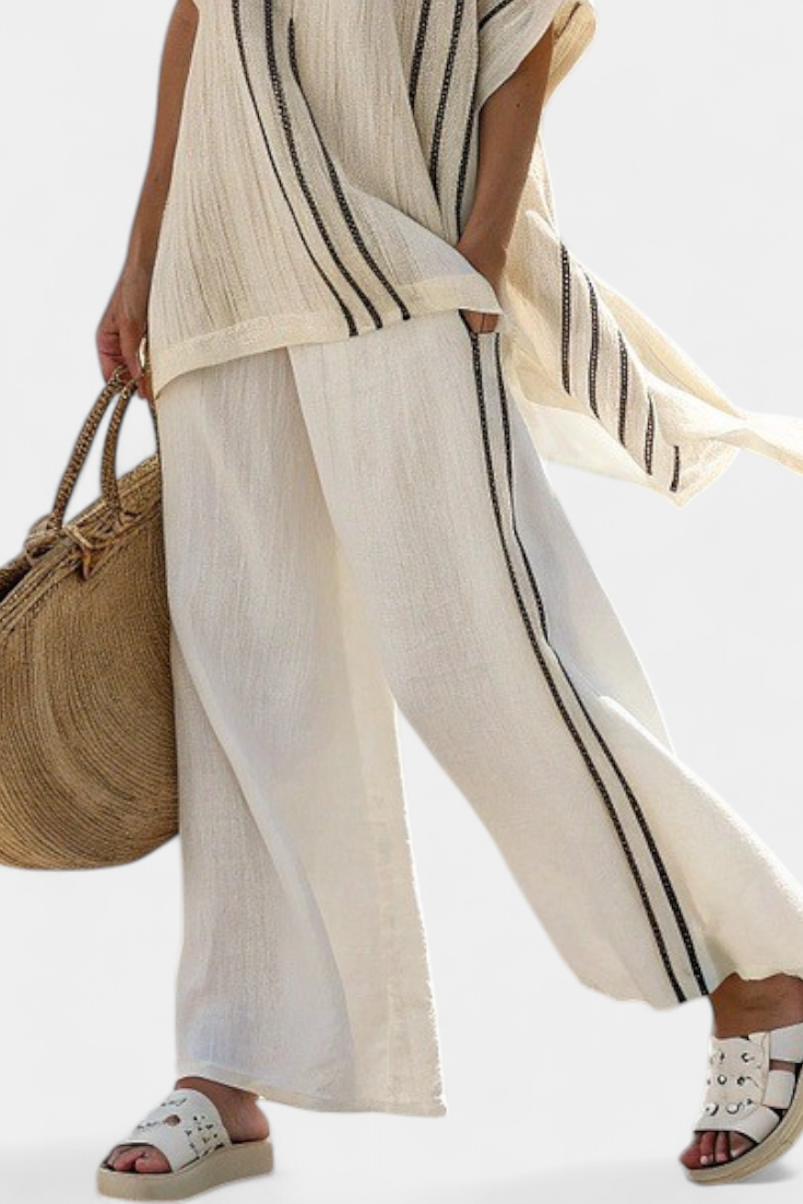 Grace | Women's Linen Striped Wide-Leg Outfit