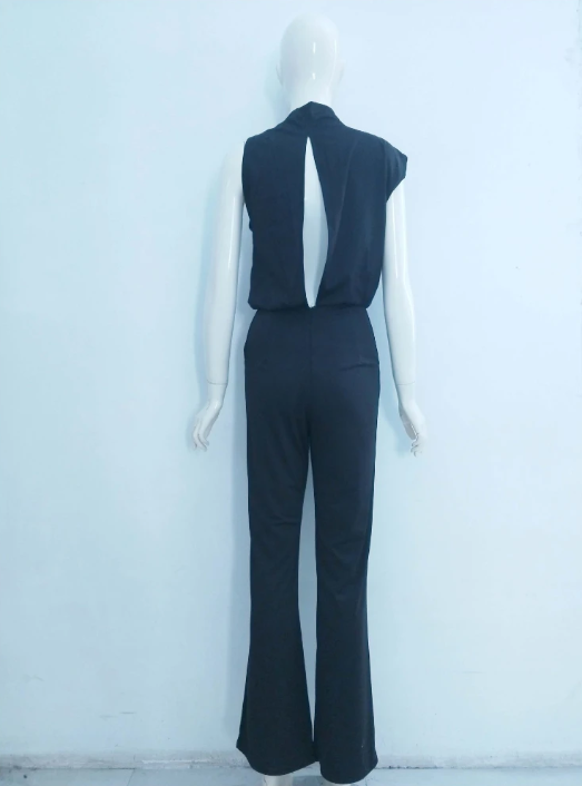 Arielle | Elegant Sleeveless Draped Wide-Leg Jumpsuit