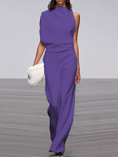 Maisy | Elegant Sleeveless Draped Wide-Leg Jumpsuit