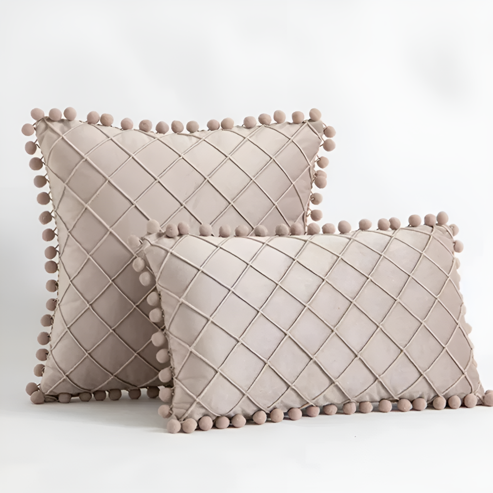 Quilted Luxe Cushion Cover with Pom
