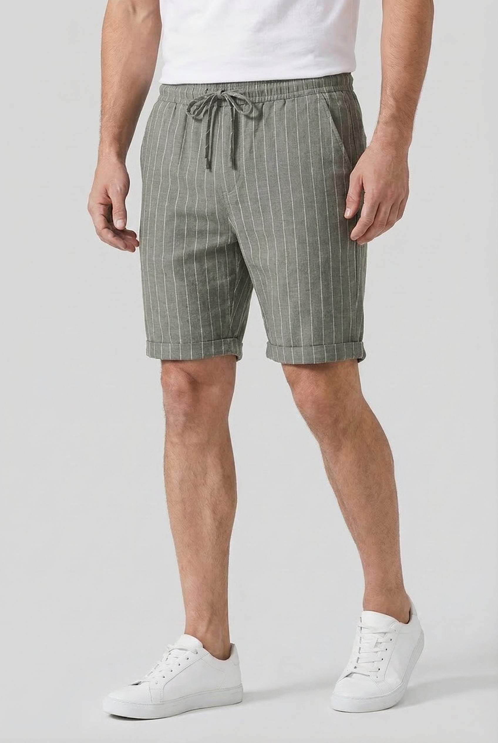 Wayne | Men's Linen-Blend Pinstripe Shorts