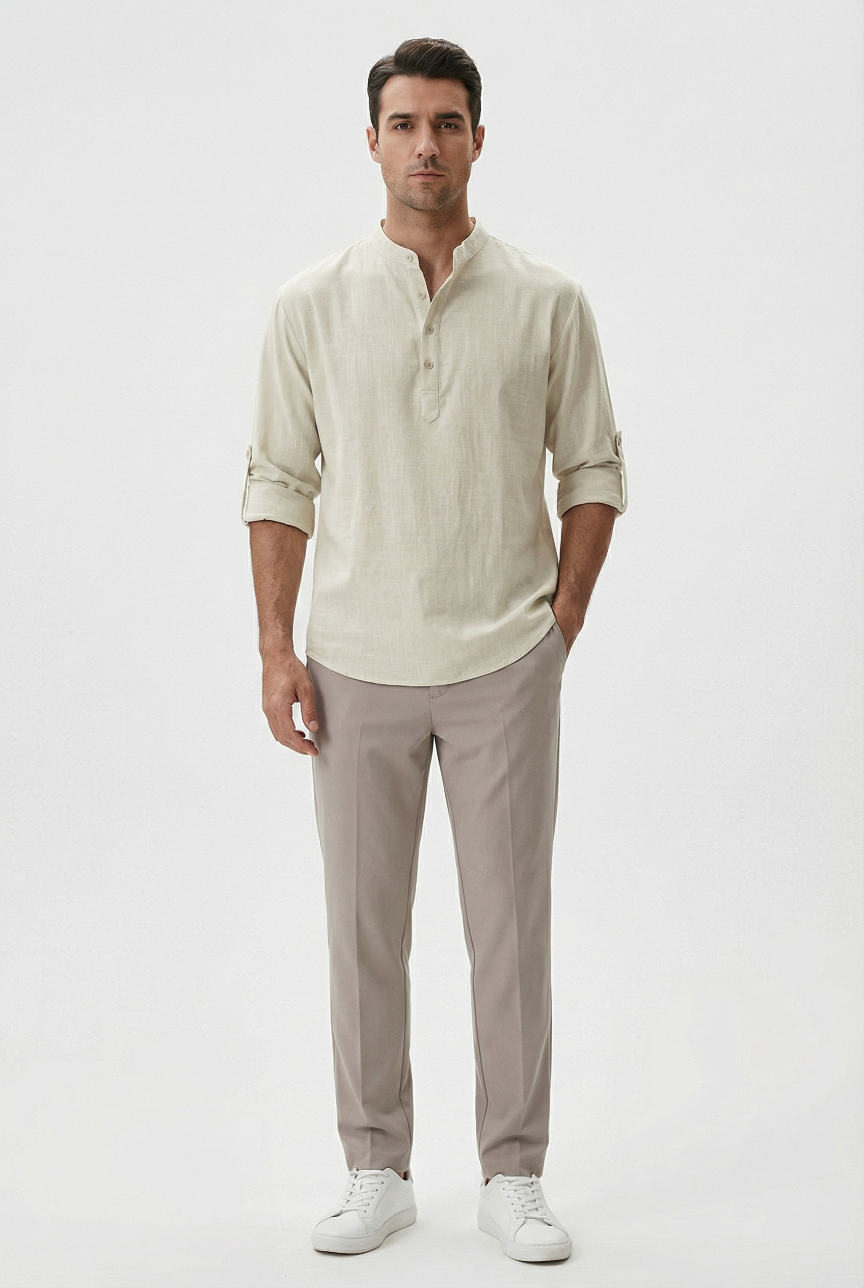 Robert | Men's Linen Rolled-Up Sleeve Summer Shirt