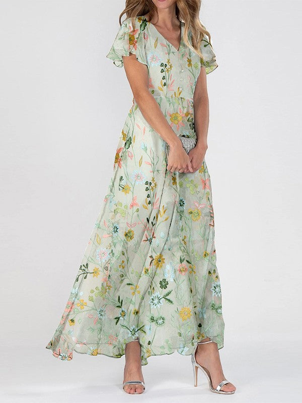 Beryl | Women's Floral V-Neck Maxi Dress