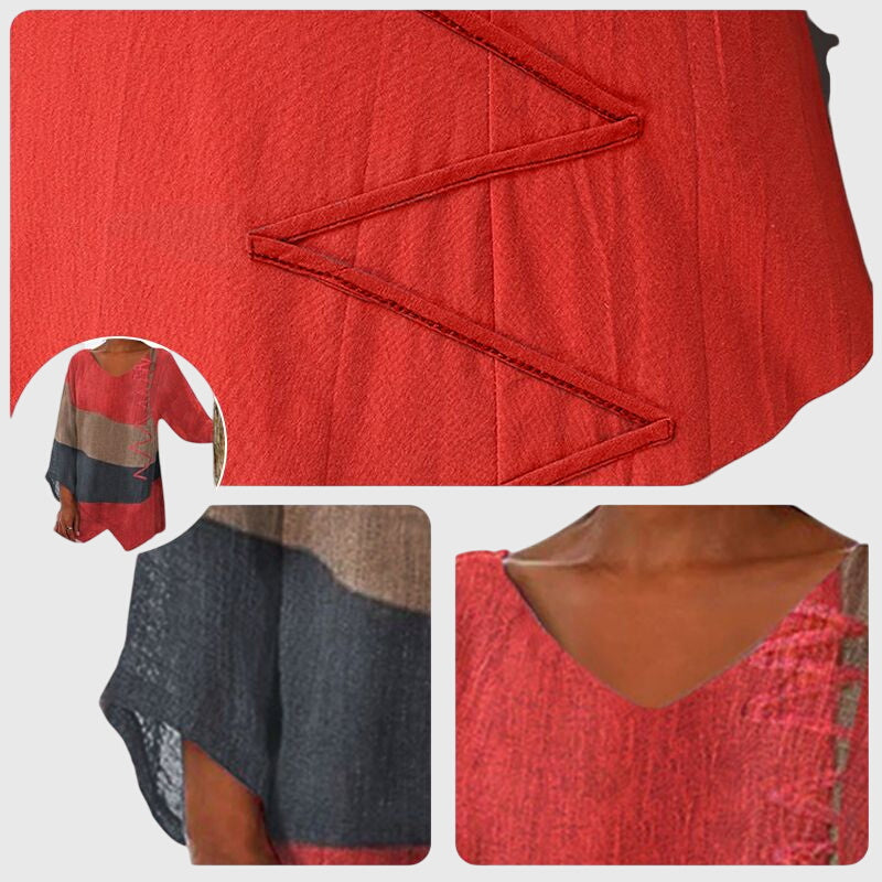 Nina | Women's Flattering V-Neck Top with Artistic Print