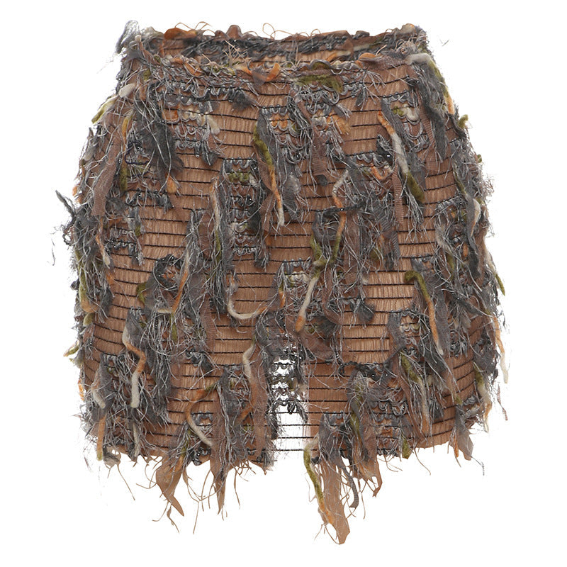 MARIA™ – Chic Fringe Detail High-Waist Mini Skirt