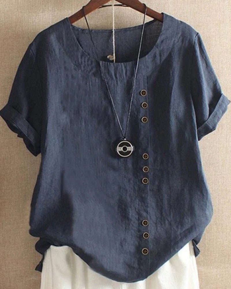Penny | Women's Casual Button Detail Linen Blouse