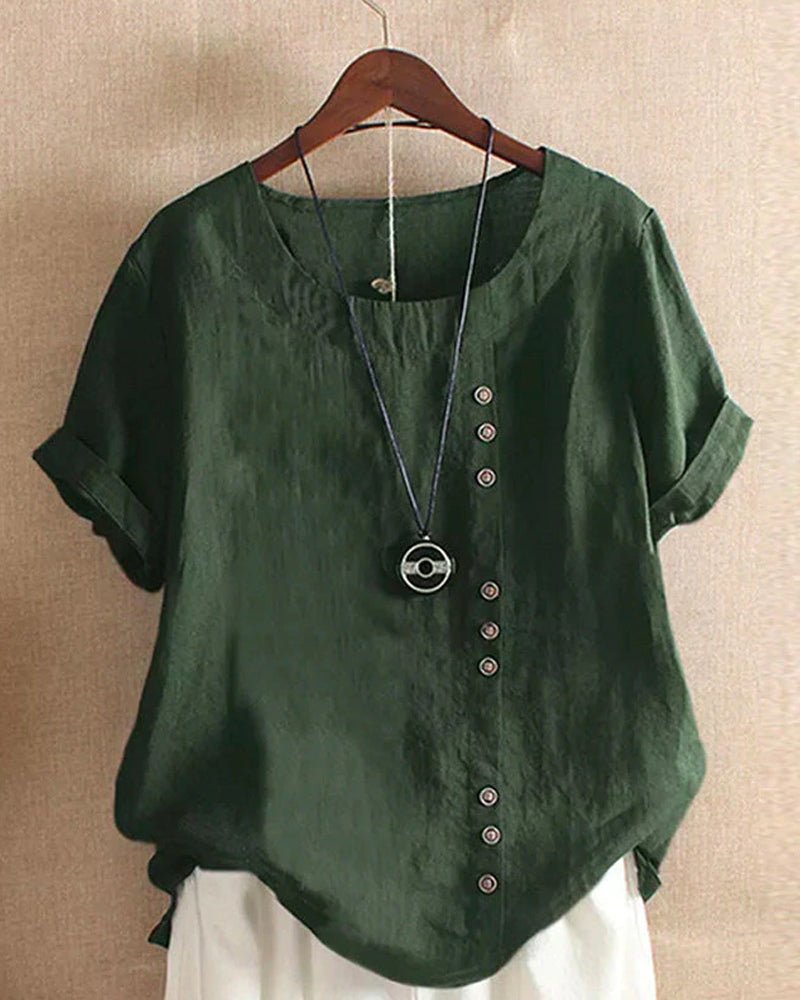Penny | Women's Casual Button Detail Linen Blouse
