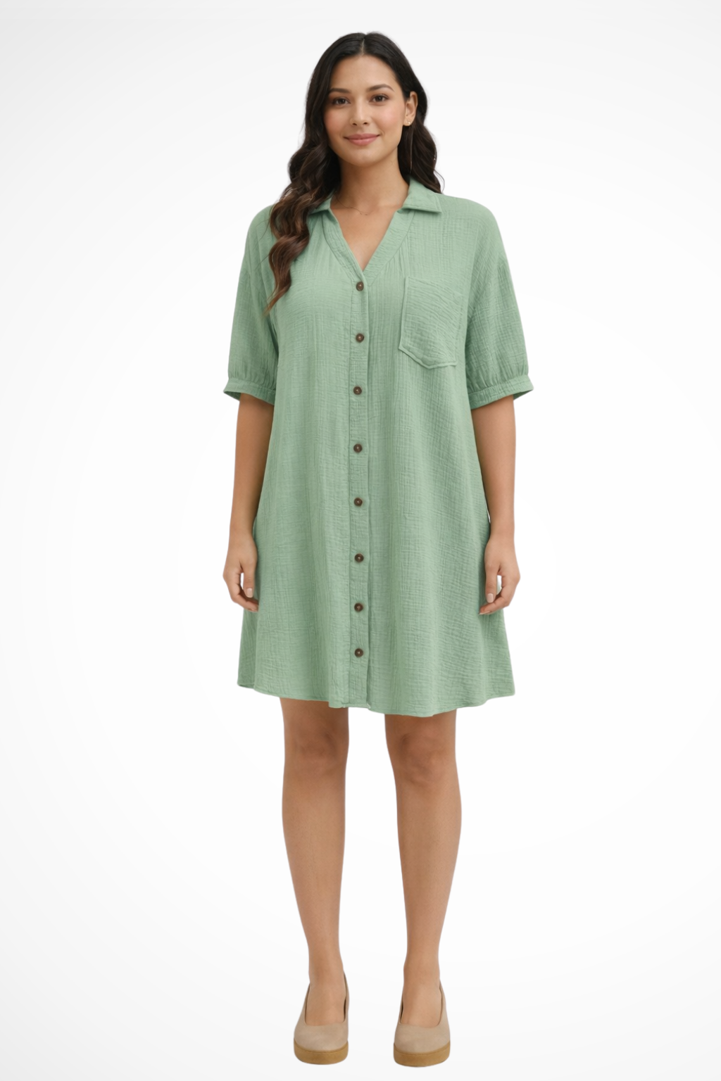 Tatum | Women's Midi Button-Up Shirt Dress
