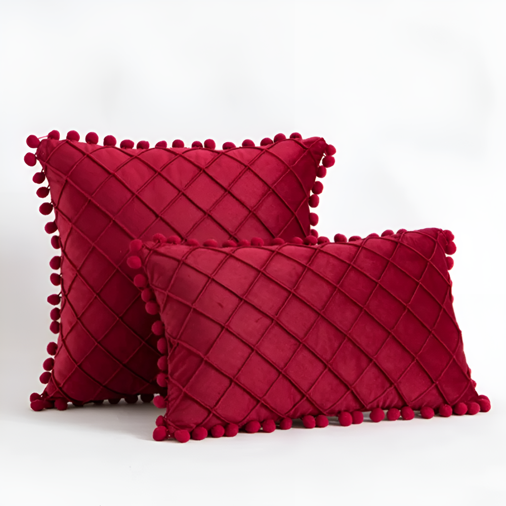 Quilted Luxe Cushion Cover with Pom
