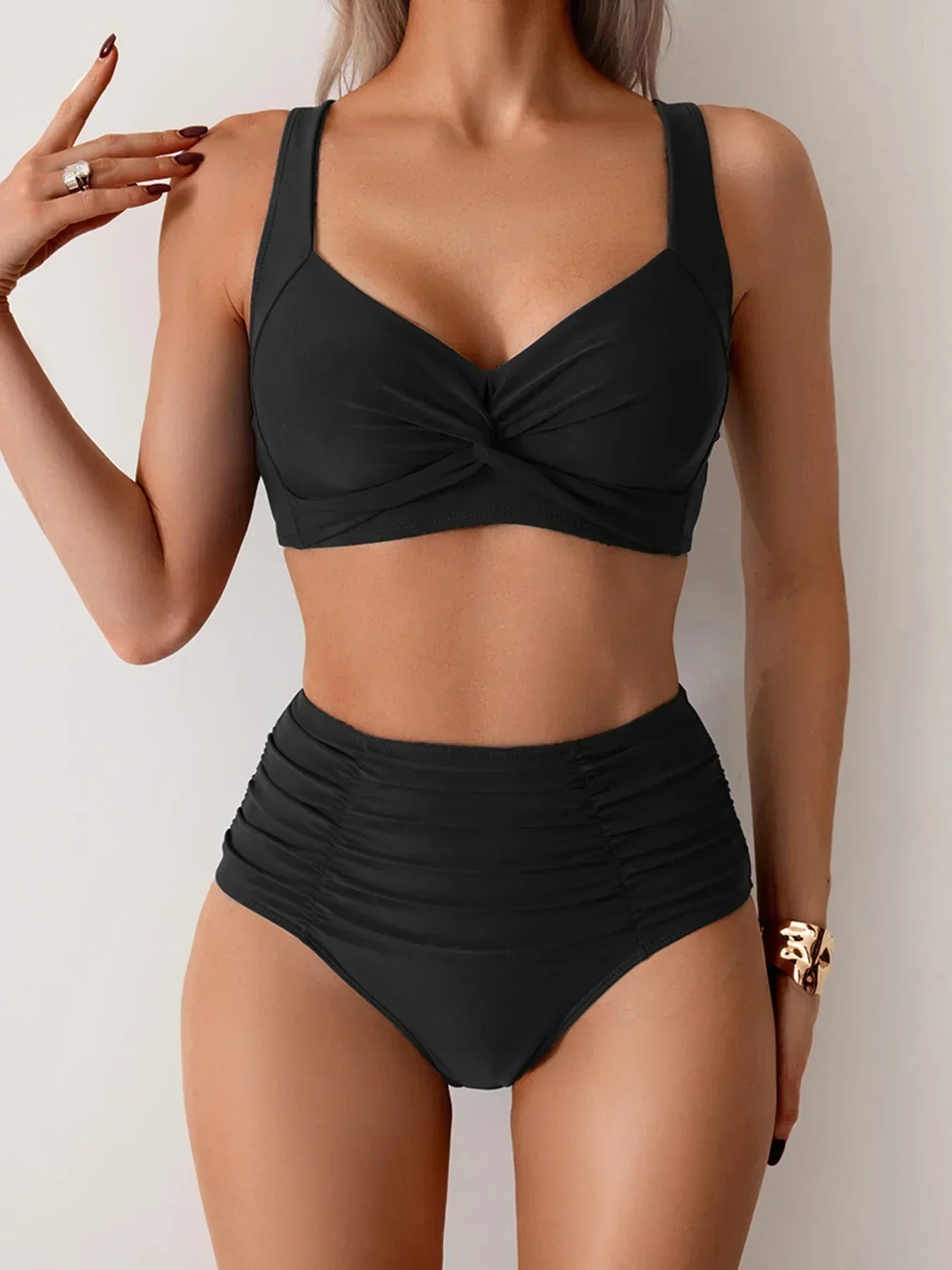 Delyth | Elegant High-Waist Classic Bikini Set
