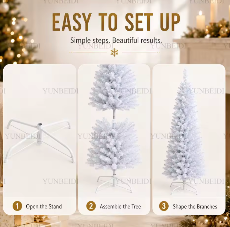 Slim White Christmas Tree – Space-Saving Pencil Design