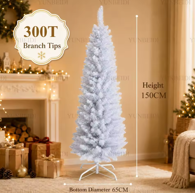Slim White Christmas Tree – Space-Saving Pencil Design