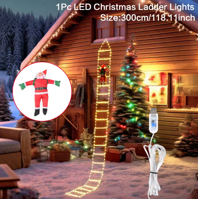3M Climbing Santa Claus – Outdoor Christmas Ladder Decoration