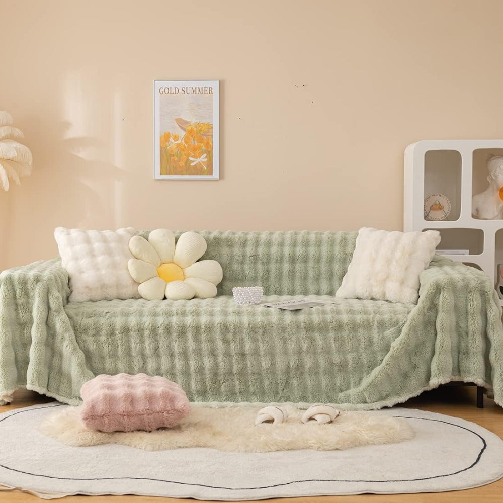 Rabbit Faux Fur Blanket Soft Couch Cover