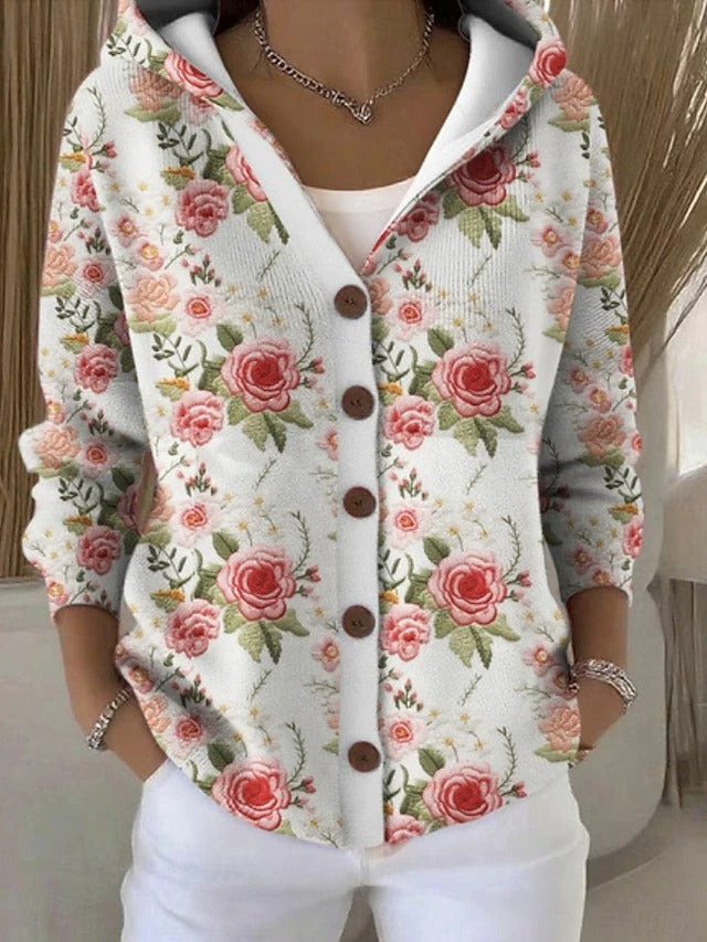 Yvaine | Elegant Button Hooded Sweater