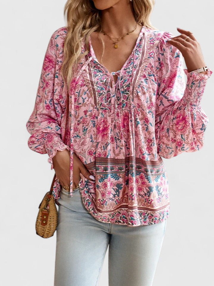 Tessa | Women's Floral Long Sleeve Peasant Top