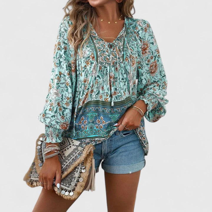 Tessa | Women's Floral Long Sleeve Peasant Top